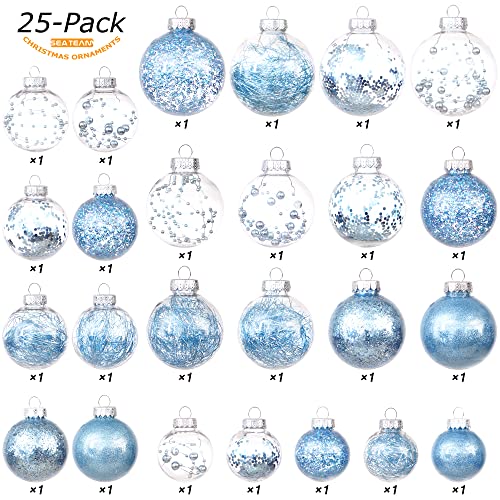 25 Pack Assorted Clear Christmas Ball Ornaments (25 Count)