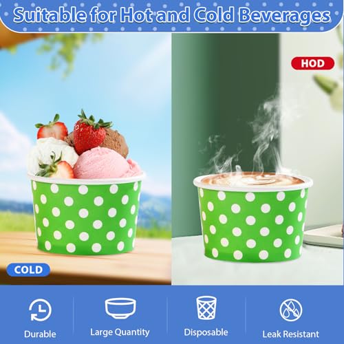 Greencian 120Pcs 12oz Colorful Ice Cream Cups for Hot or Cold Food