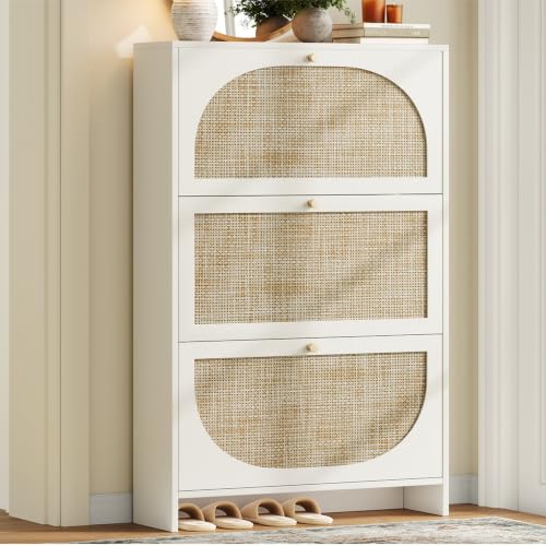Shoe Cabinet Storage for Entryway Slim 9.5" Freestanding Floor Base Shoe Storage Cabinet