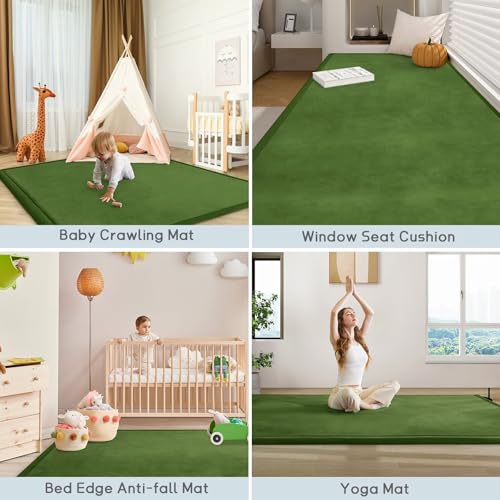 Baby Play Mat for Floor Nursery Muscle Area Rug Playroom Rug 47"x47" Elastic Foam 1.3" Thick Crawling Mat for Babies