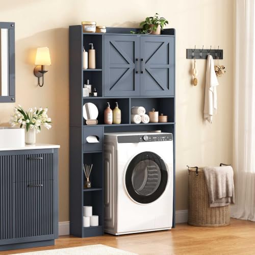 Over The Toilet Storage Cabinet with 2 Barn Doors