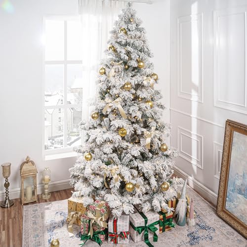 Skylar 6.5ft Snow Flocked Christmas Tree Prelit with 626 Branch Tips