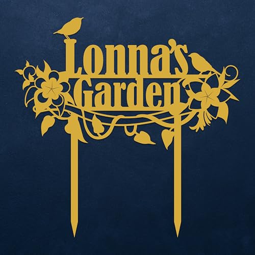 Personalized Flower and Bird Metal Garden Stake
