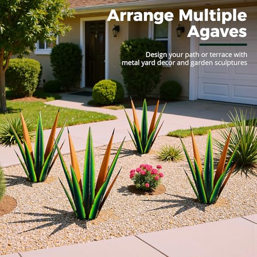 24” Metal Agave Plant Outdoor Decor