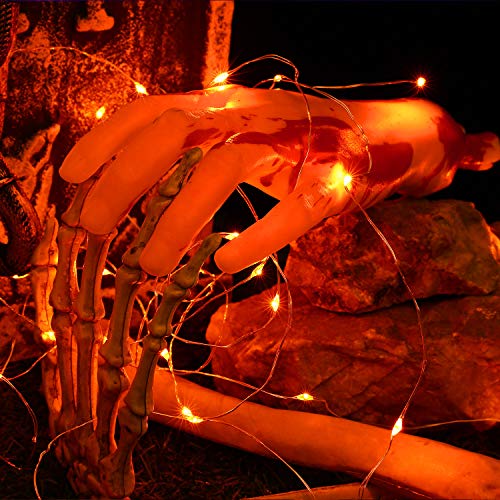 Orange Battery Halloween Fairy Lights with Remote (77.6 Foot)