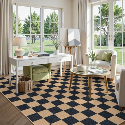 Checkered Easy Jute Living Room Rug