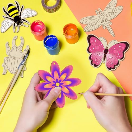 36PCS Wooden Spring Ornaments to Paint (77 Count)