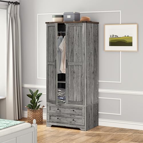 Wooden Armoire Wardrobe Closet with Drawers