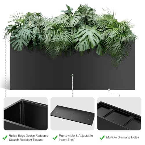 Metal Planter Box for Outdoor Plants 15" W x 38" L x 16.25" H