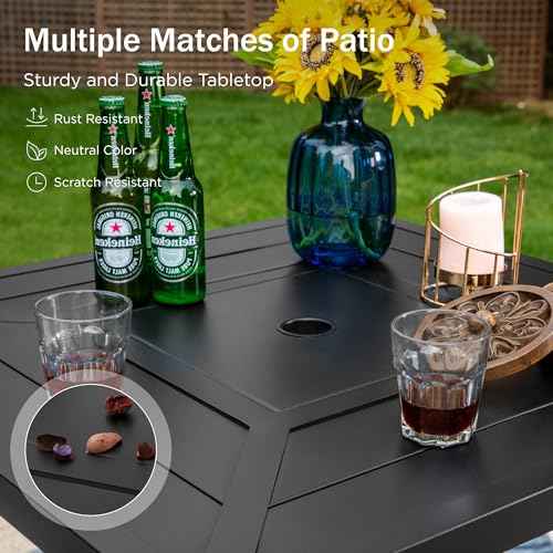 32" x 32" x 38" Bar Height Outdoor Table Square for 4 Metal Black