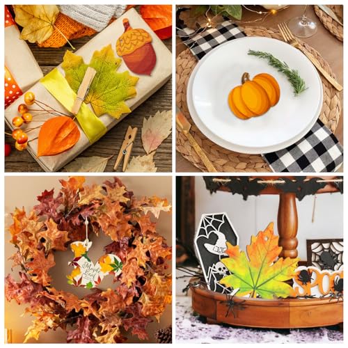36PCS Wooden Fall Ornaments to Paint Thanksgiving Decorations (36 Count)