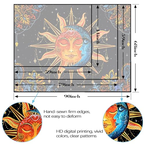 Sun and Moon Tapestry Mandala Wall Tapestry