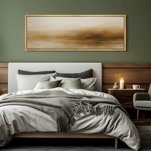 Large Framed Canvas Print Wall Art Minimalist Golden Brown Abstract Modern Neutral Illustrations Decorative Colorful for Bedroom