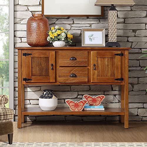 Solid Wood Console Table with Drawers