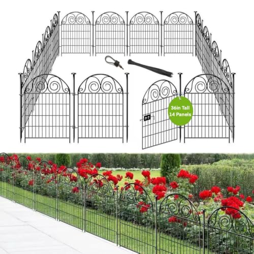 Tall Garden Fence Animal Barrier with Gate (14 Count)