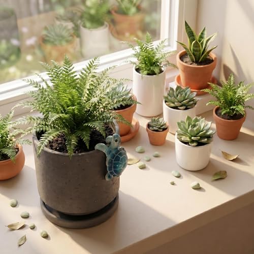 Ceramic Plant Pot with Cute Resin Figure for Idoor Plants
