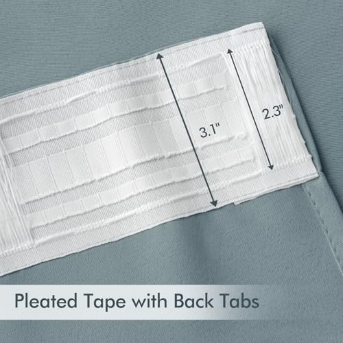 Slate Blue Back Tab Blackout Curtains 52x72 Inches Long 2 Panels Set (2 Count)