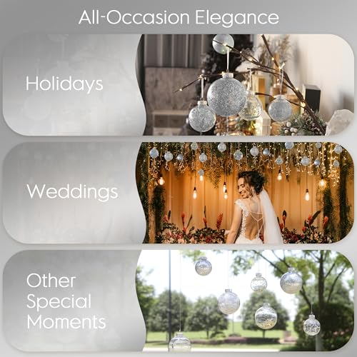 30 Pack Clear Christmas Ball Ornaments with Fillers (30 Count)