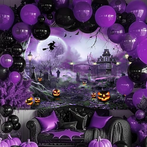 7x5ft Purple Halloween Backdrop Spooky Photography Background