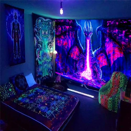 Evil Dragon Blacklight Tapestry