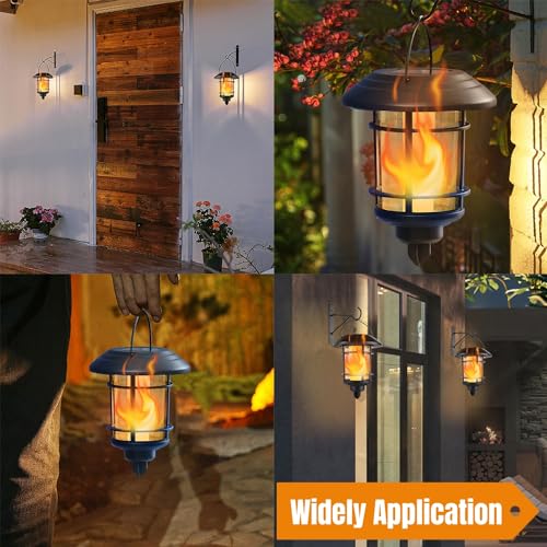 4 Pack Solar Flame Wall Lanterns Outdoor (4 Count)