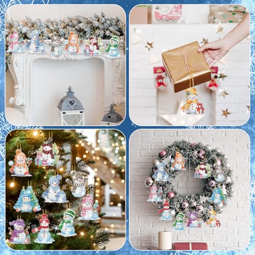 20 Pcs Christmas Diamond Art Ornaments Snowman Painting (20 Count)