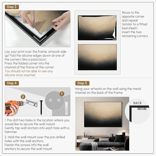 46"x72" Extra Large Framed Wall Art Soft Cream and Dark Abstract Landscape Illustration for Home Living Room Bedroom Decor