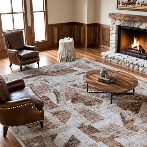 Brown 6X9 Area Rugs for Living Room Bedroom (54 Sq Ft)