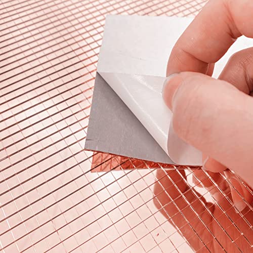 Real Glass Silver Mirrors Mosaic Tiles Sticker for Craft Square Glass Tiles Self Adhesive (39.37 Sq Ft)