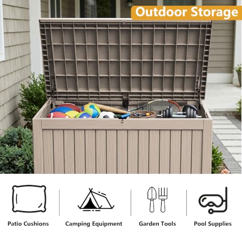 280 Gallon Outdoor Storage Box Waterproof Lockable Resin Deck Box Large