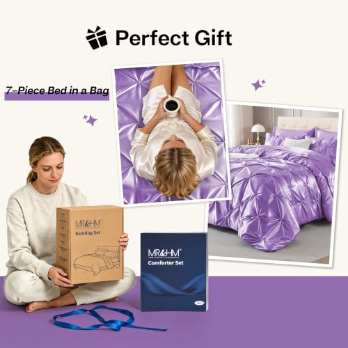 Satin Twin XL Comforter Set Lavender