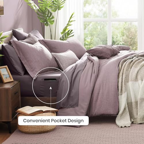 Full Size Comforter Set 7 Pieces Lilac Cationic Dyeing Bed in a Bag