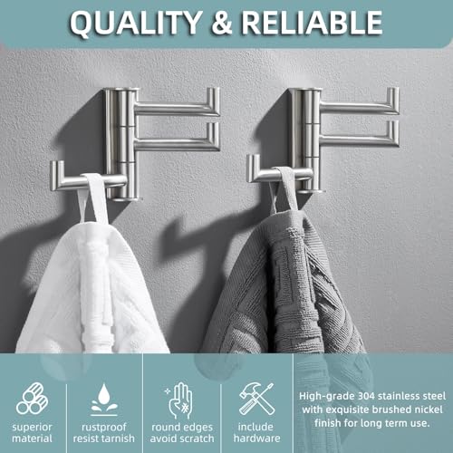 Brushed Nickel Towel Hooks (2 Count)