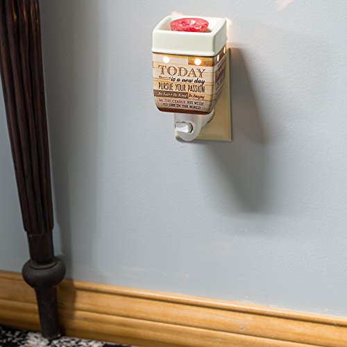 Today Aspire Change The World Wood Look Stoneware Electric Plug