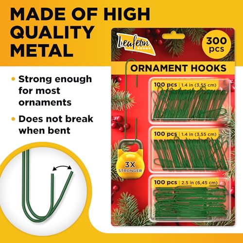 300 Pack Christmas Ornament Hooks for Christmas Tree Decoration (300 Count)