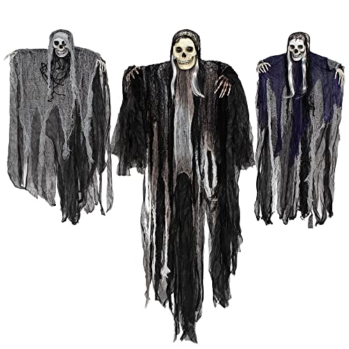 3 Pack Hanging Halloween Skeleton Ghosts Decorations (3 Count)