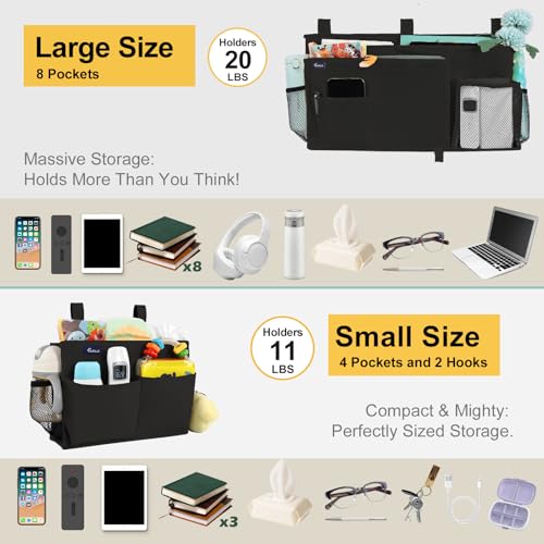 Bedside Caddy Bunk Bed Storage Organizer Hanging Pockets for College Dorm Rooms (2 Count)