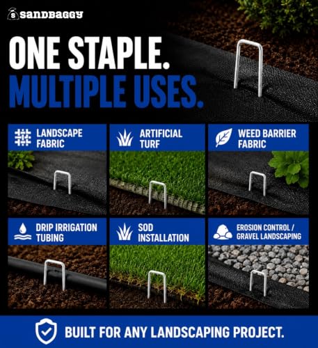 500-Count 6-Inch Galvanized Landscape Staples - SOD Garden Stakes ~ Trusted by Farmers & Contractors Across the USA (500 Count)