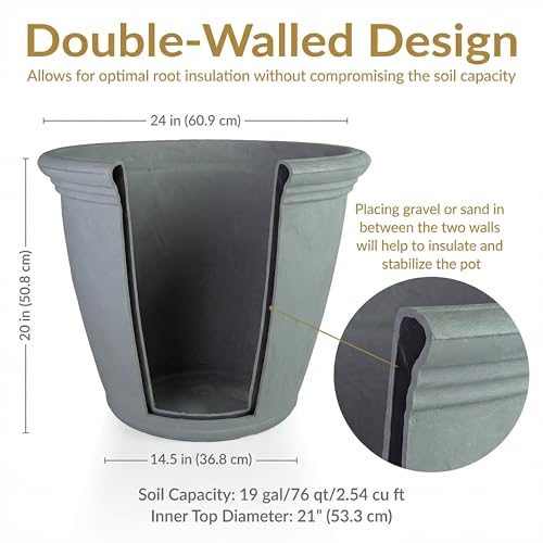 Sunnydaze Anjelica 24'' Large Plastic Planter Pot for Plants (4 Count)