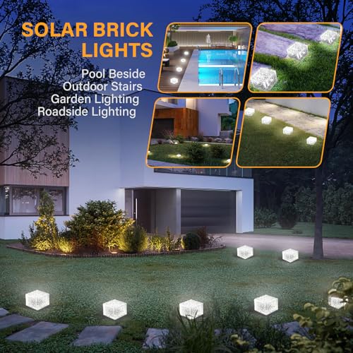 Solar Brick Lights Outdoor Solar Lights Outdoor Waterproof Patio (3 Count)