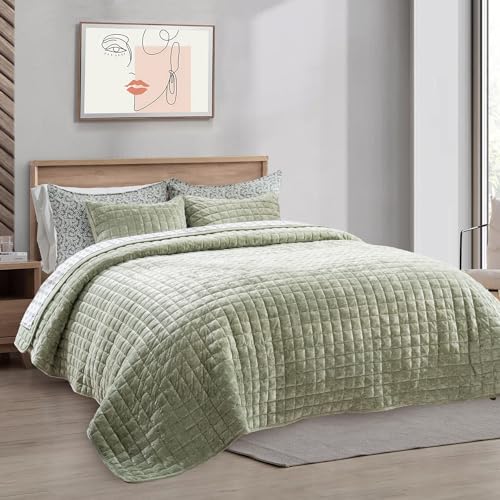 Channel Box Stitch Velvet Quilt Set