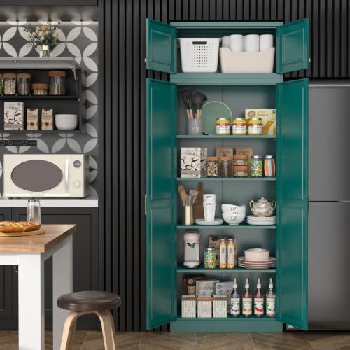 86"Metal Pantry Storage Cabinet with Doors & 4 Adjustable Shelves