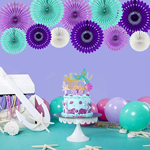 Honeycomb Round Paper Fan Lavender Purple Hanging Party Decoration (11 Count)