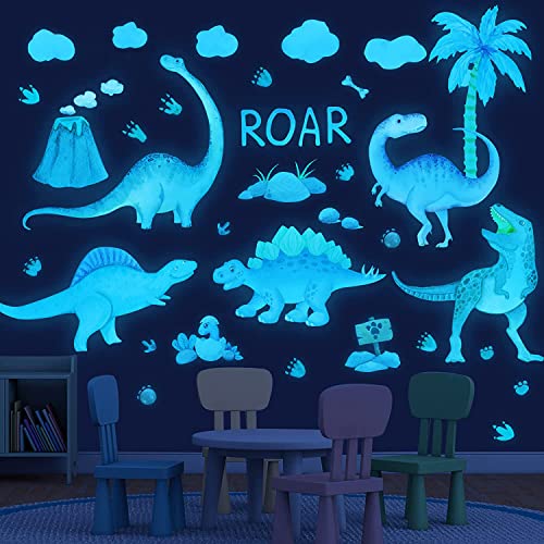 Dinosaur Wall Decals Glow in the Dark Wall Stickers Boys Room Decor (4 Count)
