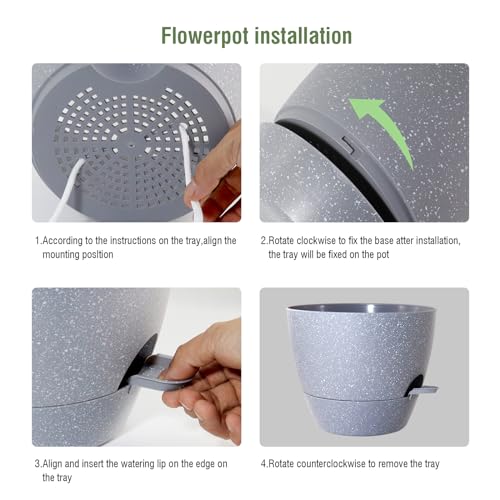 12/10/9 inch Self Watering Pots for Indoor Outdoor Plants, Set of 3 (3 Count)