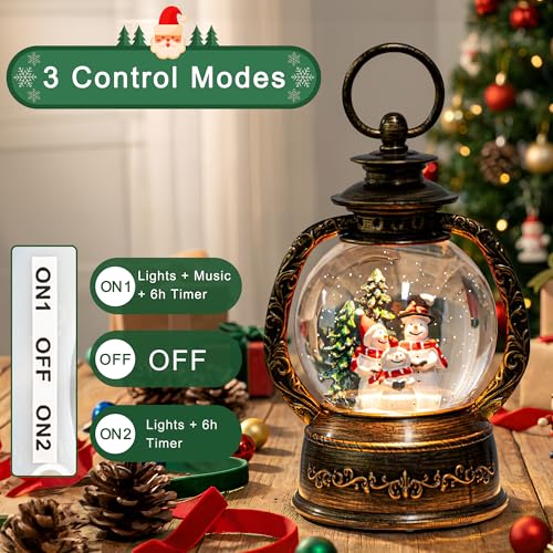 Christmas Snow Globe Water Lantern with Snowman Choir Scene Battery Operated or USB Powered Musical Lighted Holiday Decoration for Tabletop Display for Family and Friends