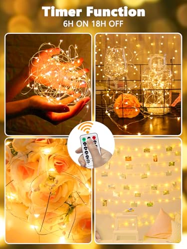 4 Pack Battery Powered Fairy Lights with Remote String Lights Warm White (4 Count)