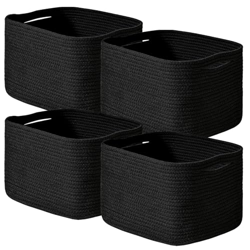 Black Storage Baskets for Shelves (4 Count)