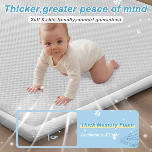 Baby Play Mat for Floor Nursery Rug Muscle Area Playroom Rug Elastic Foam 59x79" Playmat Elastic Foam 1.3" Thick Crawling Mat for Babies