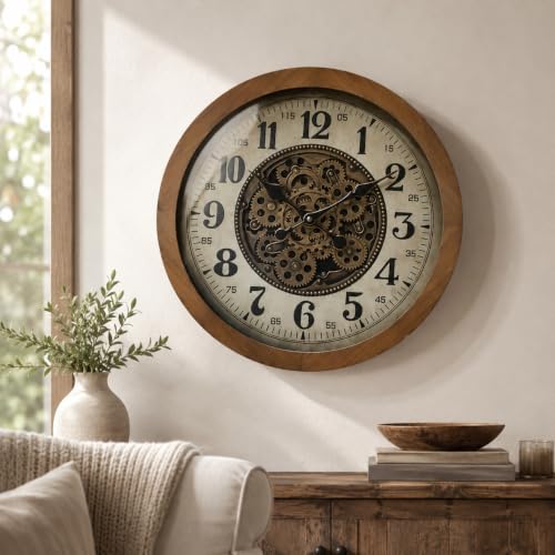 Large Real Moving Gears Wall Clocks for Living Room Decor